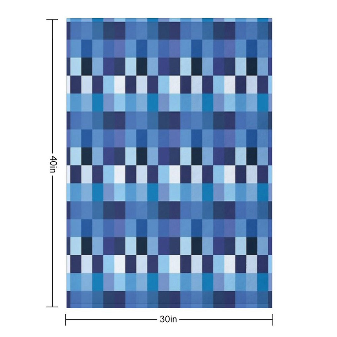 Squares Shades of Azure Machine-washable Throw Blanket