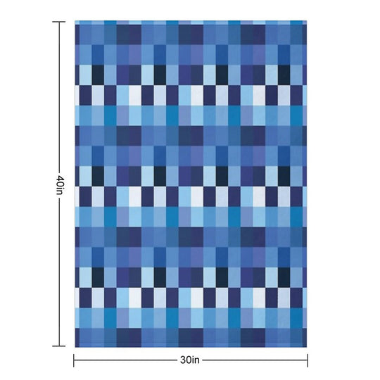 Squares Shades of Azure Machine-washable Throw Blanket