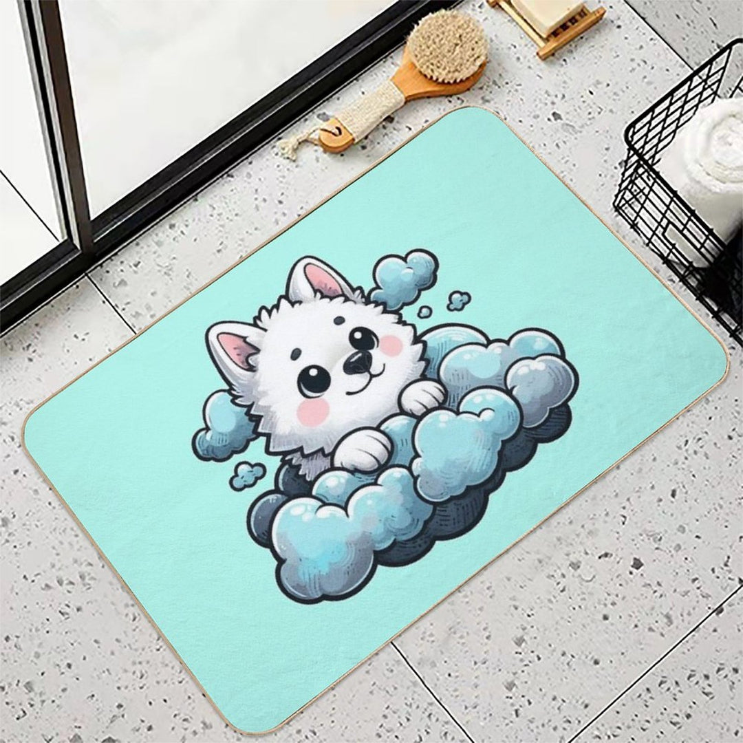 Cute Fluffy Cloud Pup  High-Traffic Bath Mat