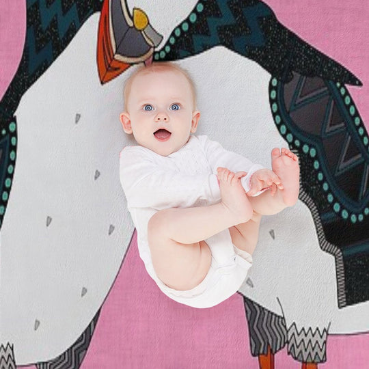 Puffin Pair Pink Quick-dry Throw Blanket