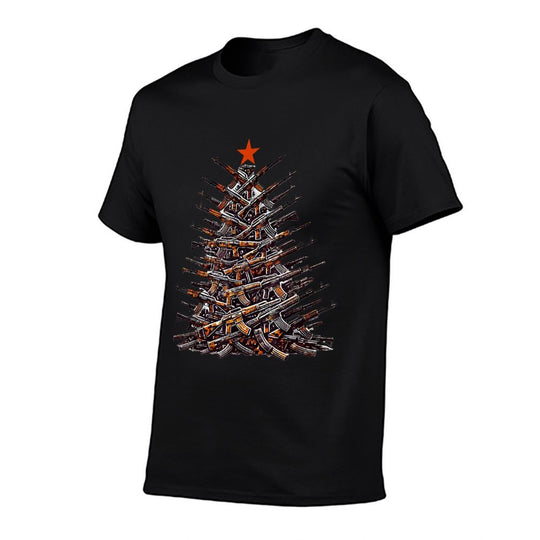 Guns Christmas Tree Funny Xmas 2025 Gifts For Gun Lover  Graphic-printed T-Shirt