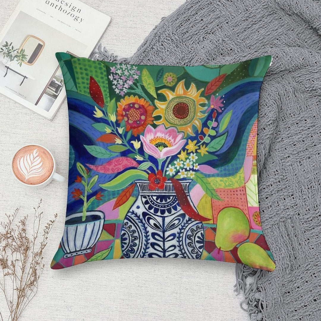 Late Summer Blooms Soft Gift Ready Throw Pillow