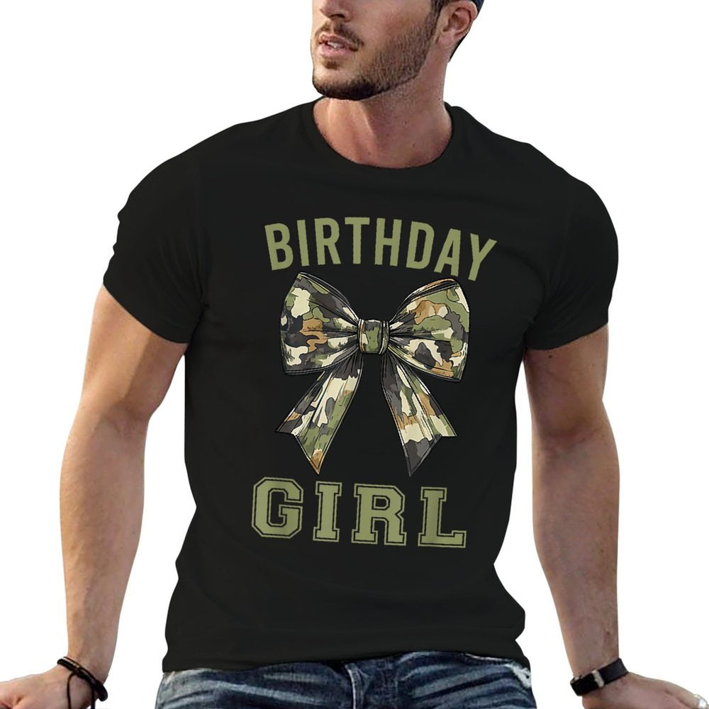 Camouflage Old Camo Bow Camo Coquette Bow Birthday Girl  Slim-fit Cut T-Shirt