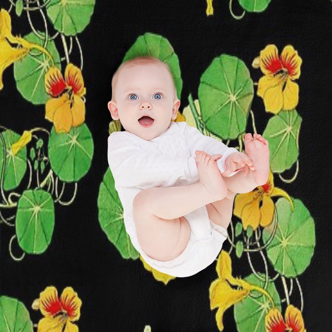 Yellow Nasturtium Flower  Botanical Illustration Lightweight Throw Blanket