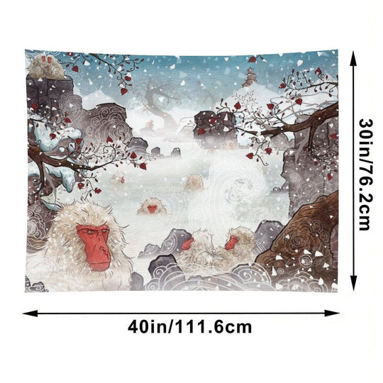 Soaking Japanese Snow Monkeys Tapestry
