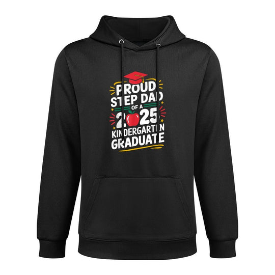 Proud Step Dad Of A 2025 Kindergarten Graduate Graduation Kangaroo Pocket Hoodie