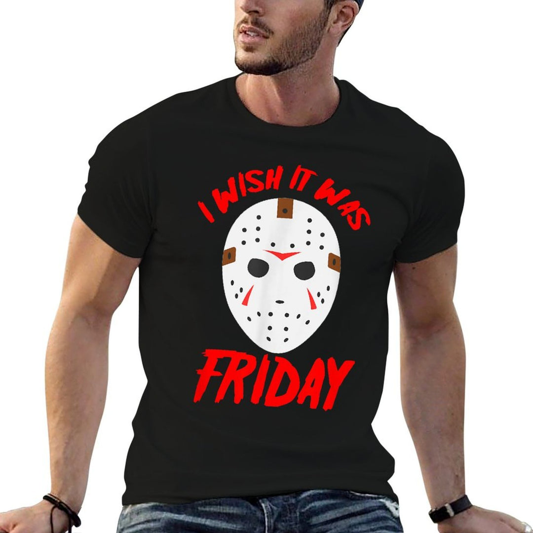 Halloween I Wish It Was Friday - Scary Hockey Mask  Slim-fit Cut T-Shirt