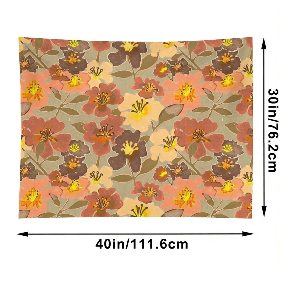 Light Green And Blush Pink Floral Pattern Tapestry