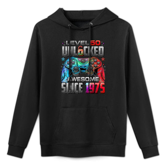 Level 50 Unlocked Awesome Since 1975 50th Birthday Gaming Casual Wear Hoodie