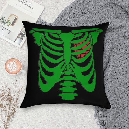 Green Skeleton Soft Easy Maintenance Throw Pillow