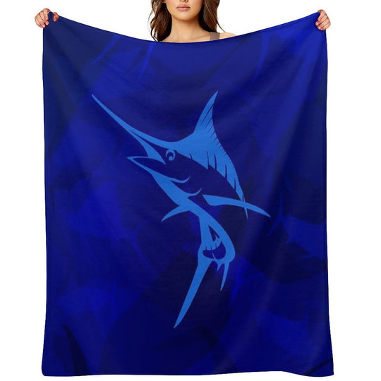 Graphic Blue Marlin Blues Eco-conscious Throw Blanket