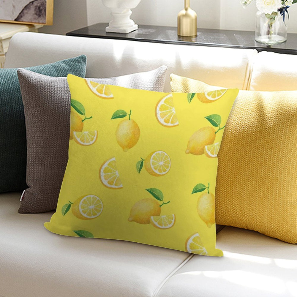 Lemons on Yellow Soft Luxury Feel Throw Pillow