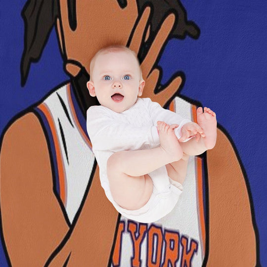 Jalen Brunson 3 Point Celebration Eco-conscious Throw Blanket