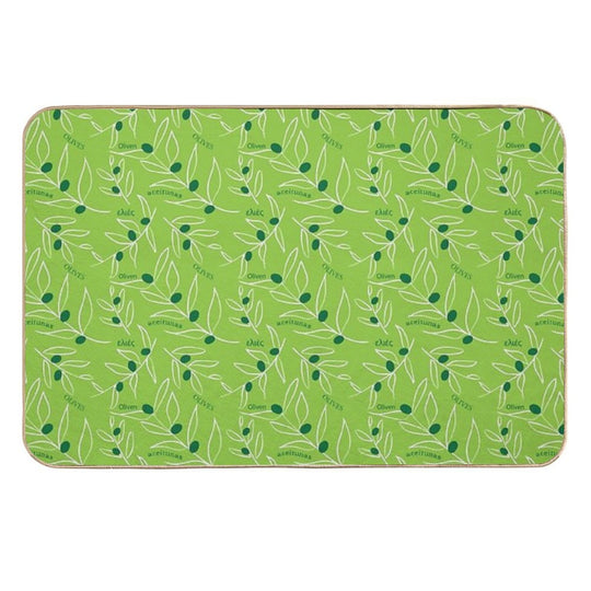 Green Olive Pattern  Pet-Safe Bath Mat