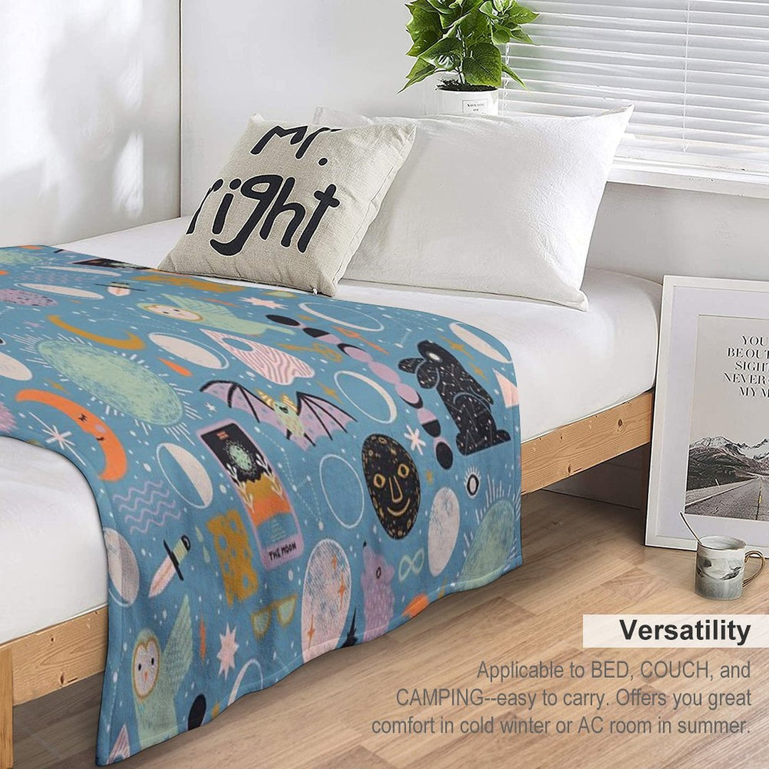 Lunar Pattern Blue Moon All-season Throw Blanket