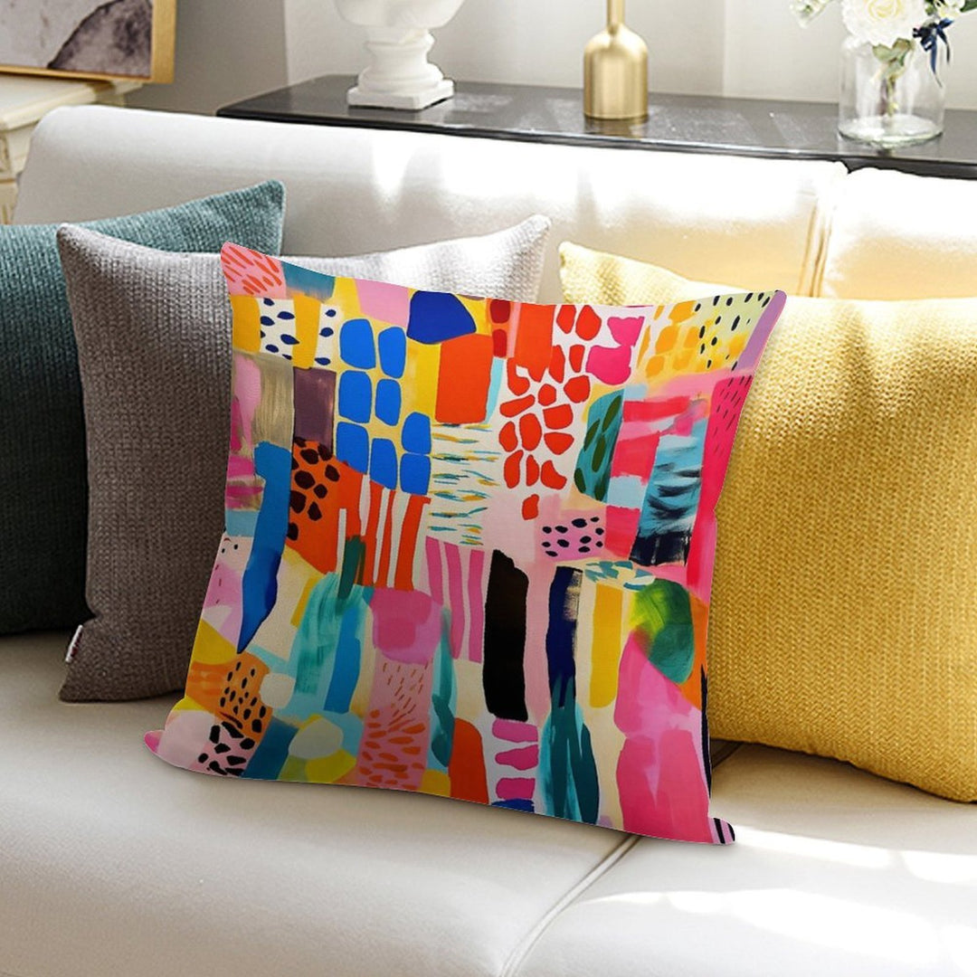Vibrantly Colorful Trendy Abstract Designs Modern Art Soft Washable Throw Pillow