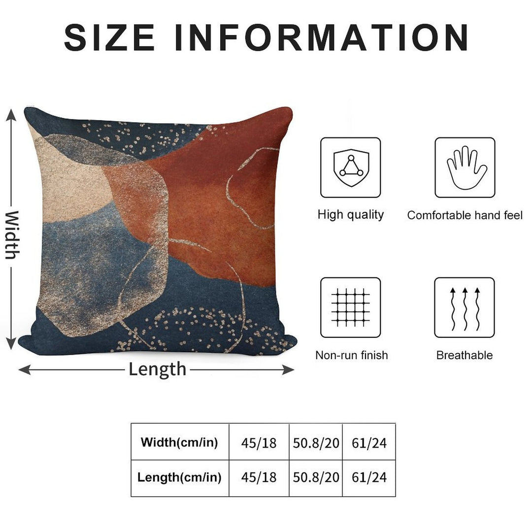 Modern Abstract Terracotta Blush And Navy Blue Soft Short Plush Fabric Throw Pillow