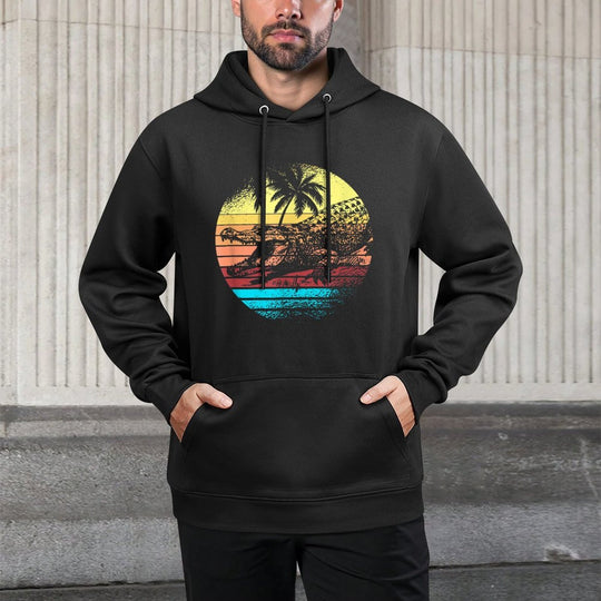 Retro Crocodile Alligator Vintage Gator Distressed Sunset Customizable Surface Hoodie