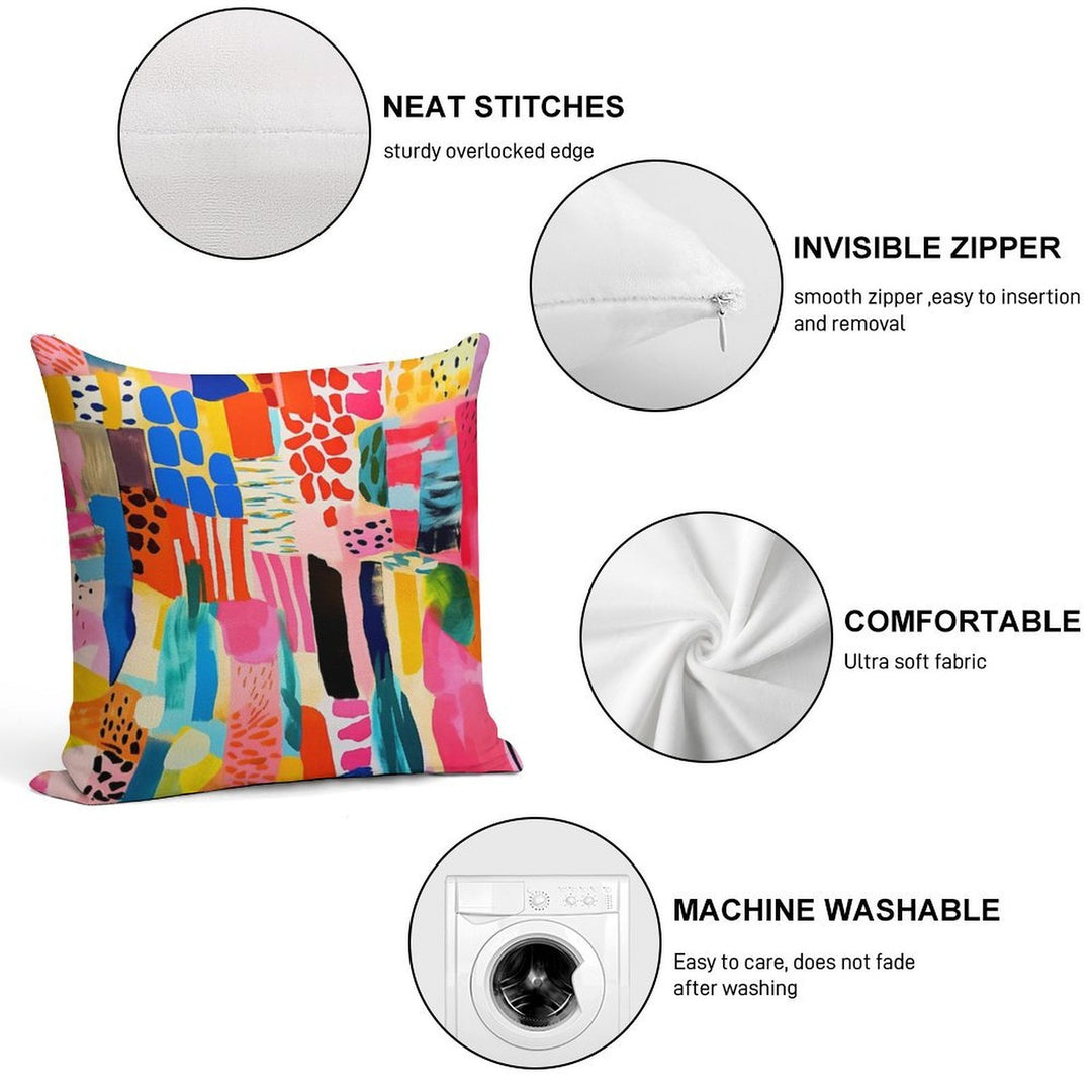 Vibrantly Colorful Trendy Abstract Designs Modern Art Soft Washable Throw Pillow