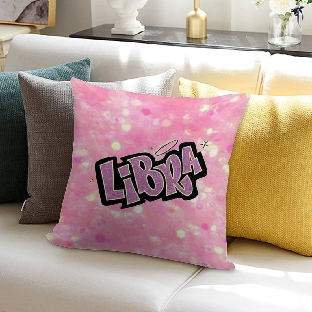Libra Bratz Style - Iconic Pink Glitter Font Logo Cute Y2k Aesthetic Soft Decorative Cover Throw Pillow