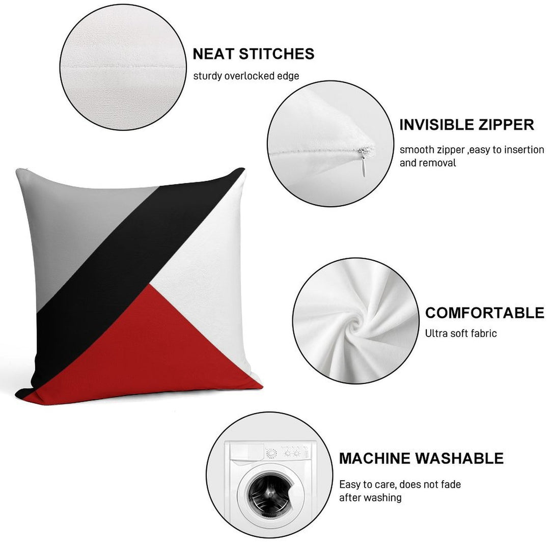 Black Diagonal Stripe with Triangles Soft Warmth Comfort Throw Pillow