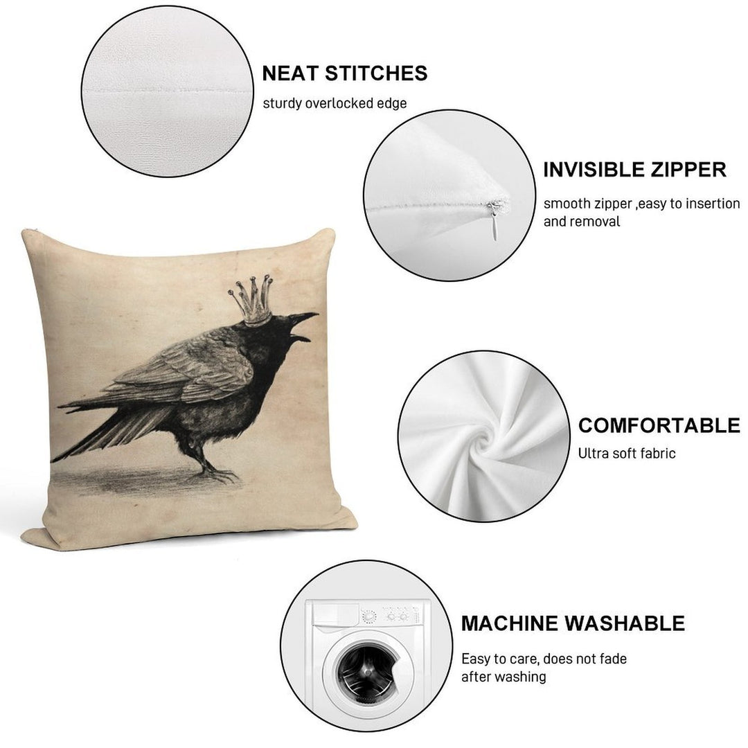 Crow in Crown Soft Style Accent Throw Pillow