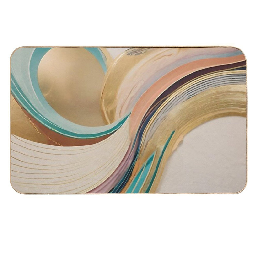 Abstract Curved Lines of Golden Colors  Slip-Resistant Bath Mat