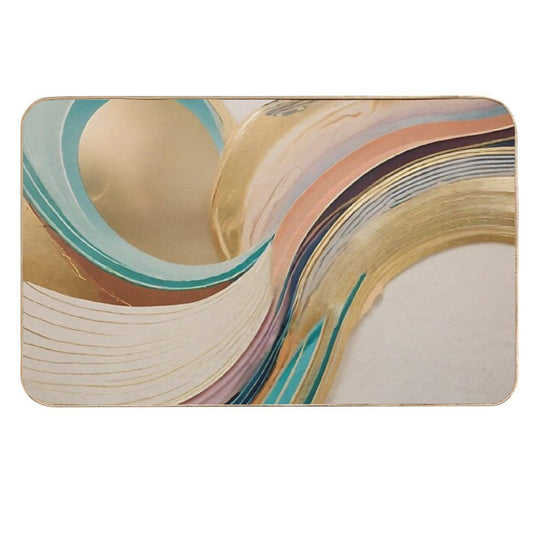 Abstract Curved Lines of Golden Colors  Slip-Resistant Bath Mat