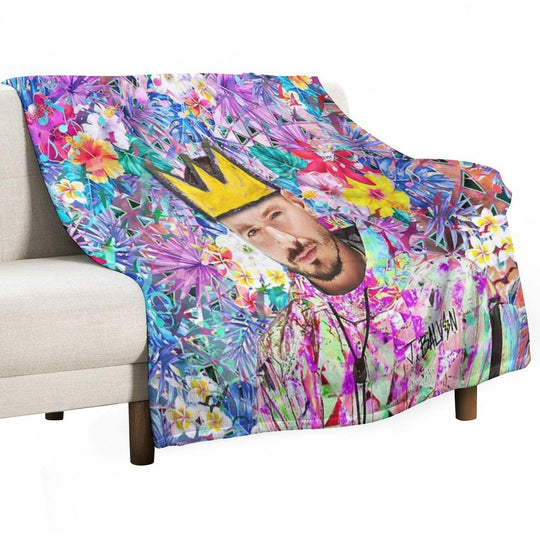 J Balvin Portrait Artwork Travel-friendly Throw Blanket