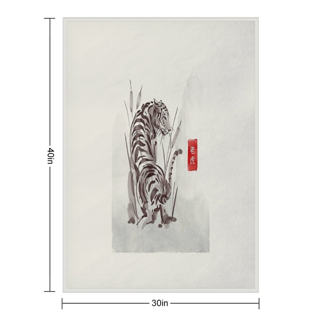 The Old Age Japanese Tiger Gift-ready Throw Blanket