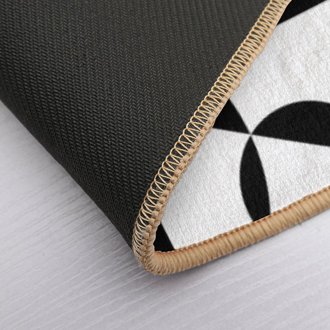 Mid Century Modern Abstract Geometric Shapes - Black White  Versatile Bath Mat