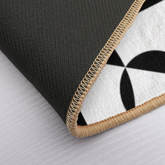 Mid Century Modern Abstract Geometric Shapes - Black White  Versatile Bath Mat