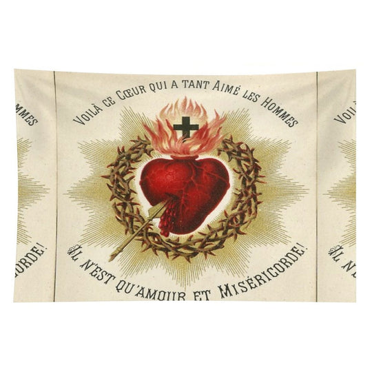 Most Sacred Heart of Jesus - French Vintage Tapestry