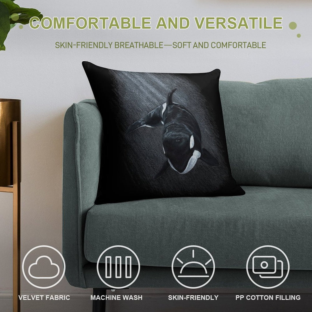 White Whale - Orca Soft Style Accent Throw Pillow