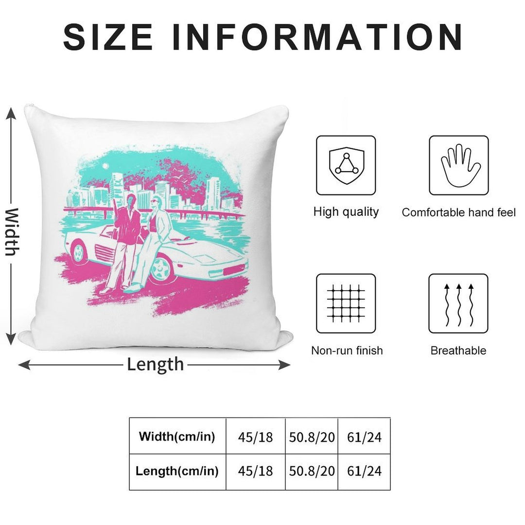Miami Vice Sunset Soft Decorative Cover Throw Pillow