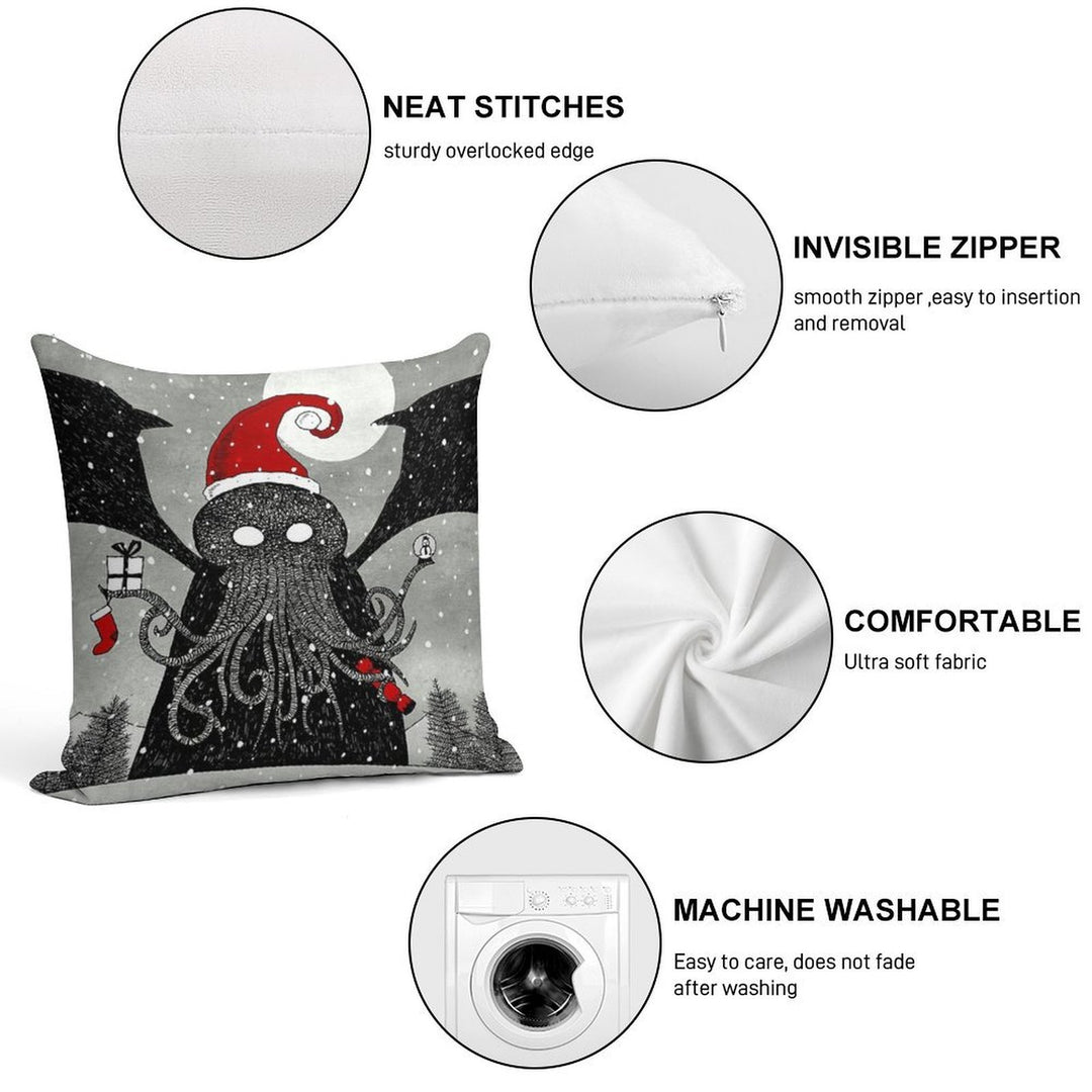 A Cthulhu Christmas Soft Fade-Resistant Throw Pillow