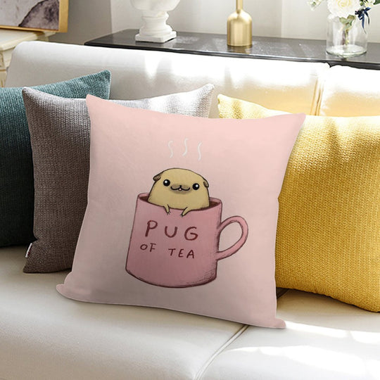 Pug of Tea Soft Home Decor Throw Pillow