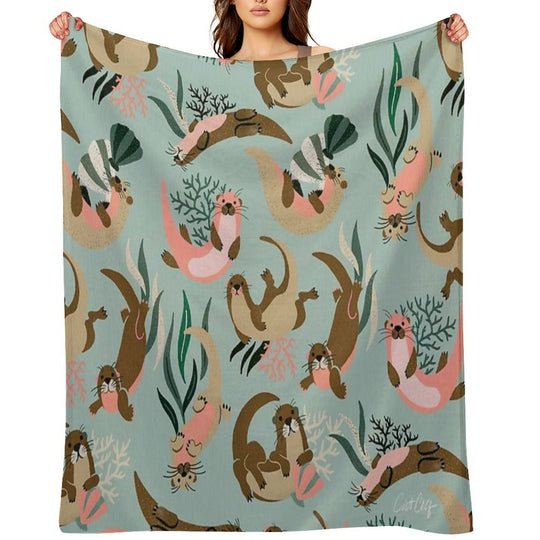 Otter Collection - Mint Palette Gift-ready Throw Blanket