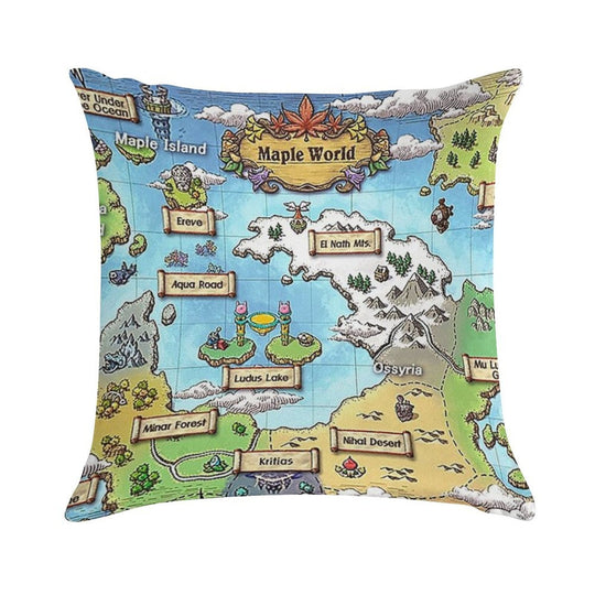 World Map (MapleStory) Soft Anti-Pilling Throw Pillow