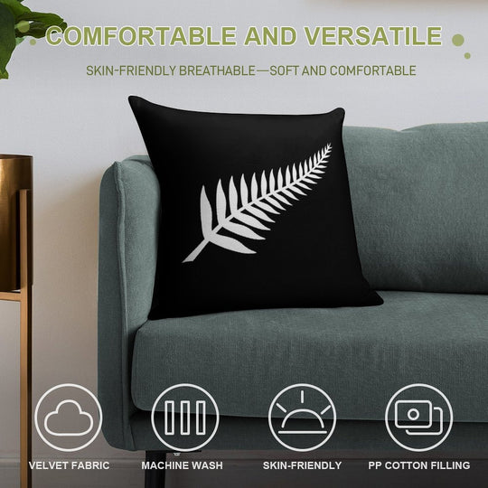 Silver Fern Design Soft High-Density Material Throw Pillow