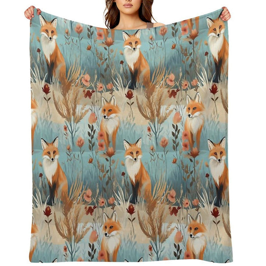 Fox Pattern Velvety-soft Throw Blanket