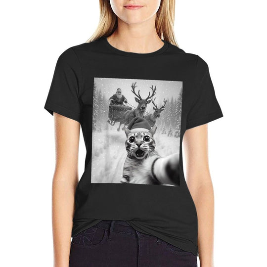 Funny Cat Selfie Santa Merry Christmas Xmas Pajamas Holiday  Odor-resistant T-Shirt