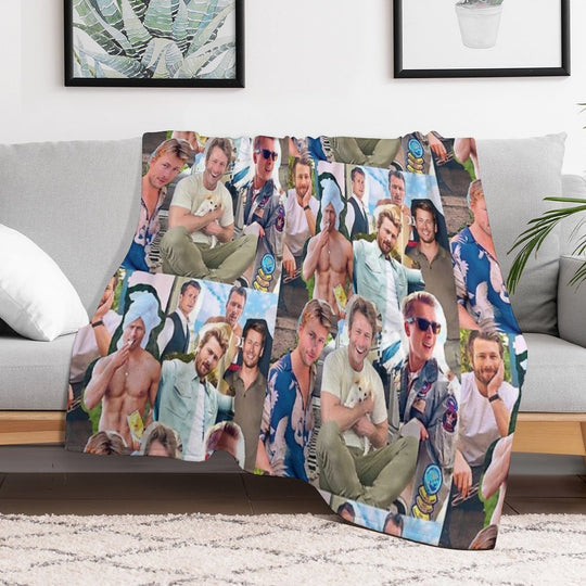 Glen Powell Photo Collage Gift-ready Throw Blanket
