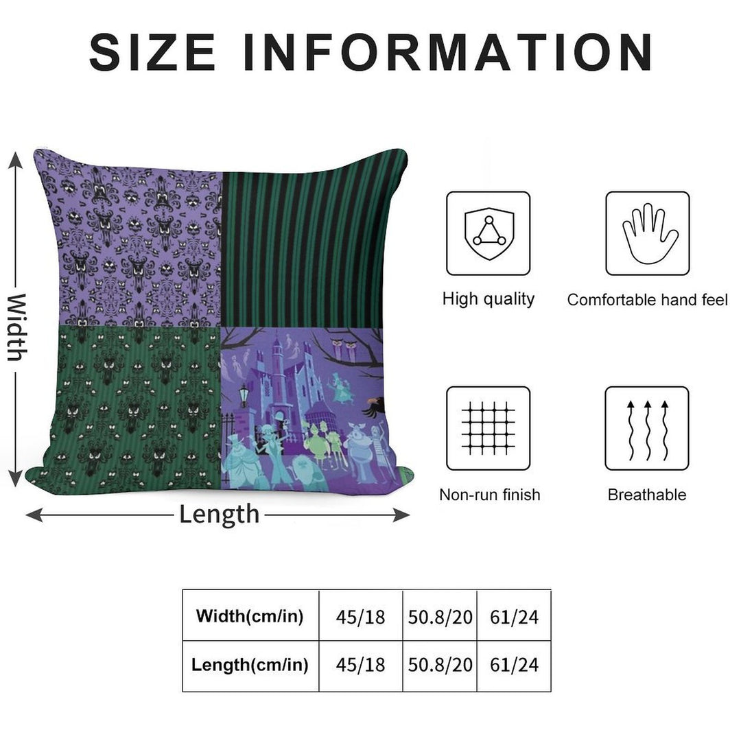Haunted Mansion Pattern Soft Reinforced Edging Throw Pillow