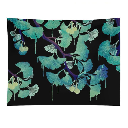 O Ginkgo (on Black) Tapestry