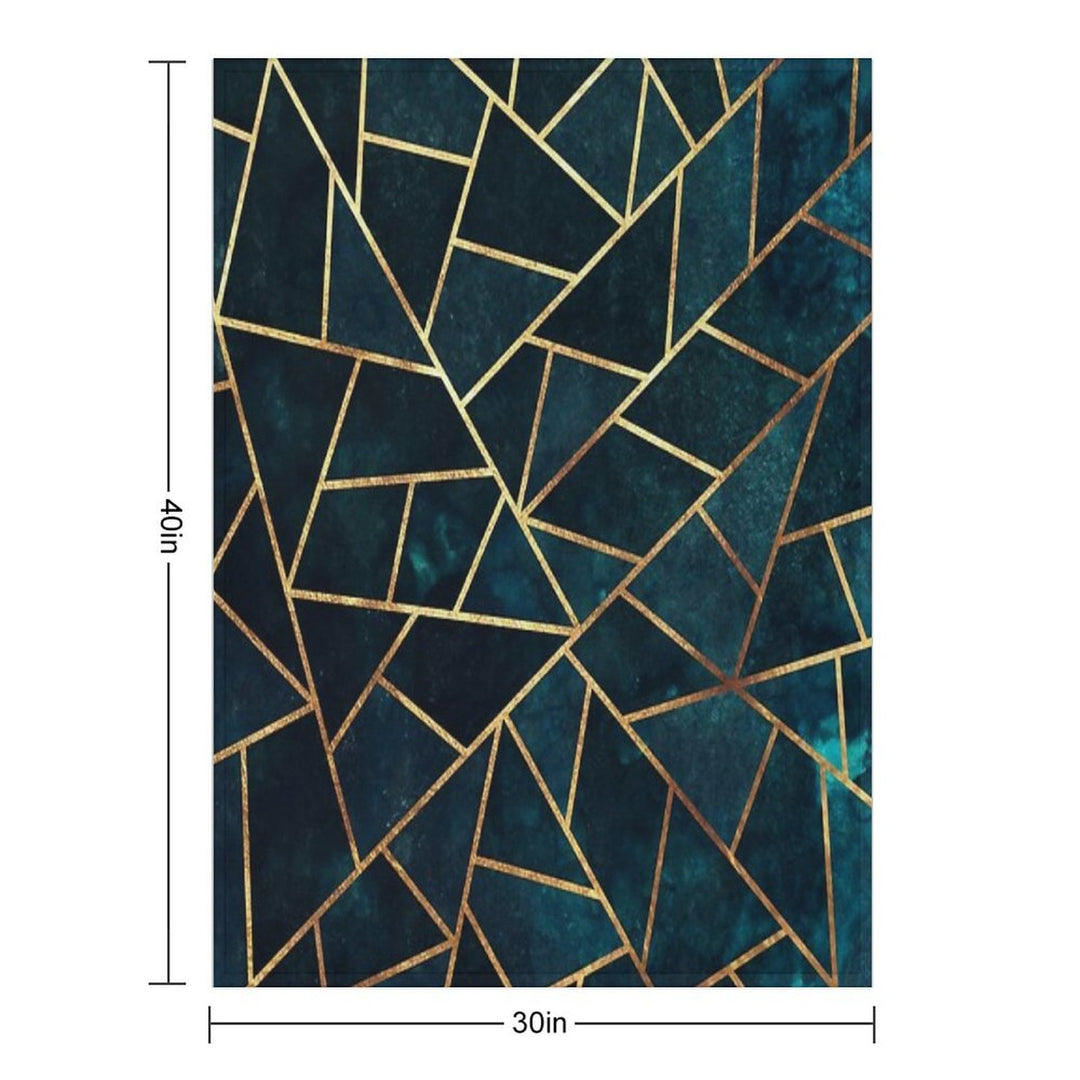 Deep Teal Geometric Machine-washable Throw Blanket