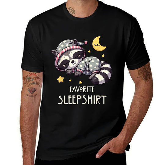 Favorite Sleep Racoon Napping Raccoon Pajama Meme  Fade-proof Color T-Shirt