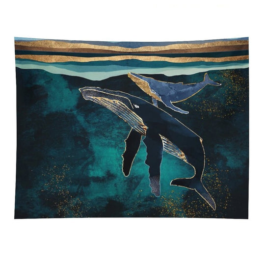 Moonlit Whales Tapestry