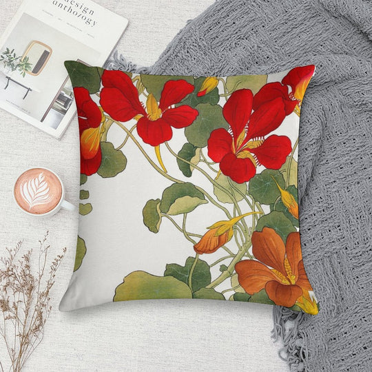 Nasturtium Flower Soft Ultra-Soft Texture Throw Pillow
