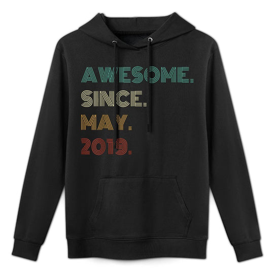 6 Years Old Awesome Since May 2019 6th Birthday Colorfast Hoodie